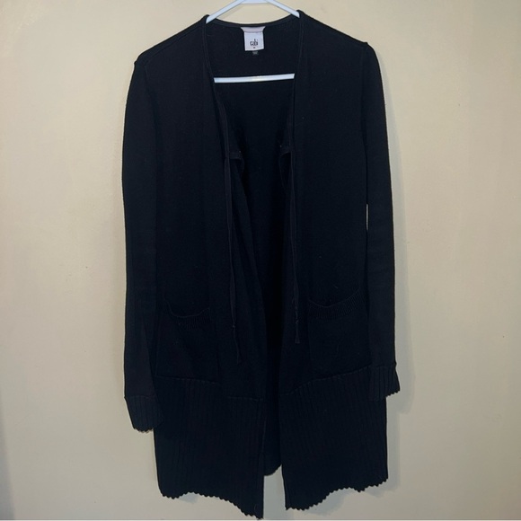 CAbi ATC Offhand Cardigan Style #5827 Black Long Sweater Medium - Picture 4 of 9